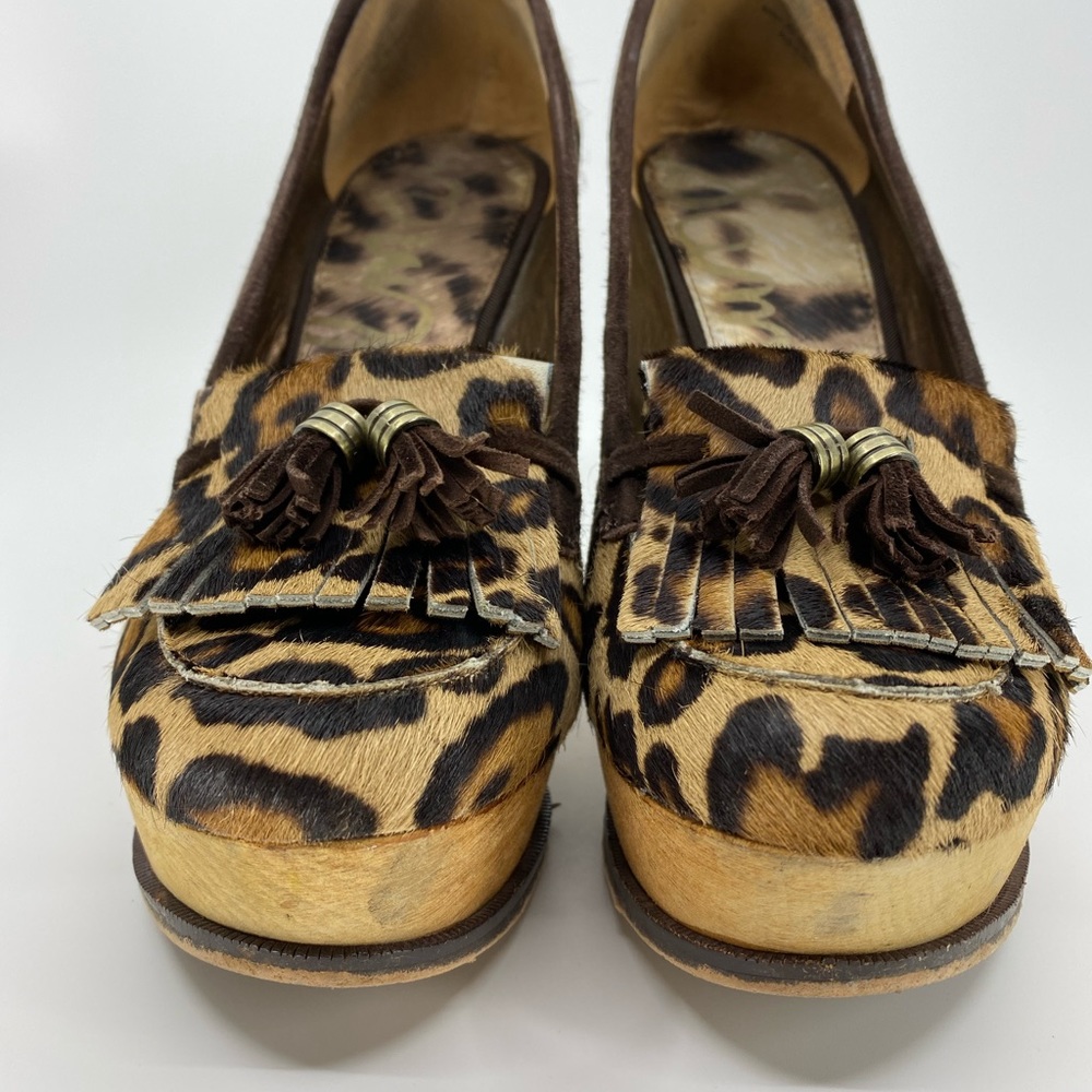 SAM EDELMAN Wesley Brahma Calf Hair Leopard Wedge Platform  
Size: 8M - Picture 5 of 10